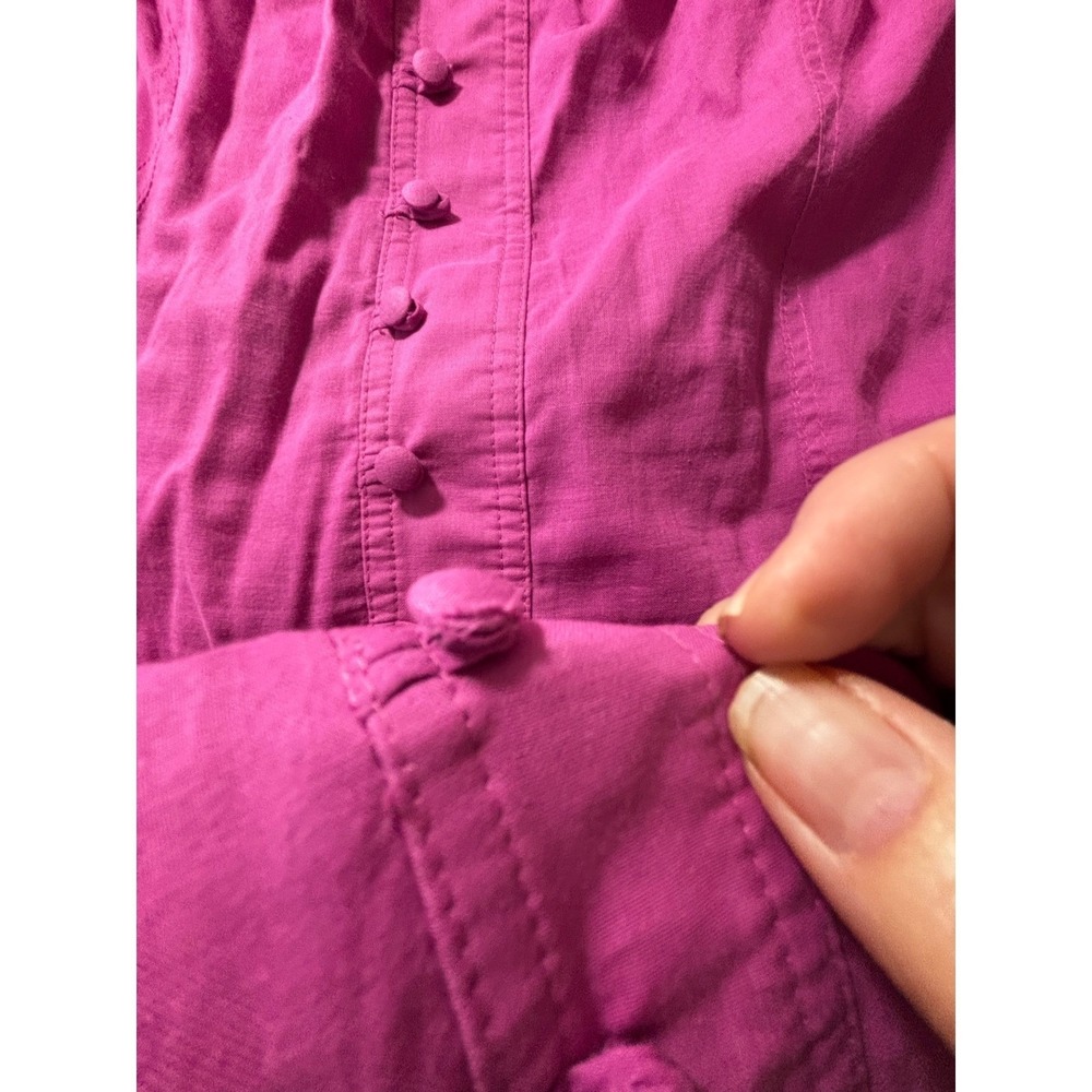 Skunk Brazil Magenta Cotton Puff Sleeve Button Front Tiered‎ Maxi Dress Size 38 - Picture 14 of 14